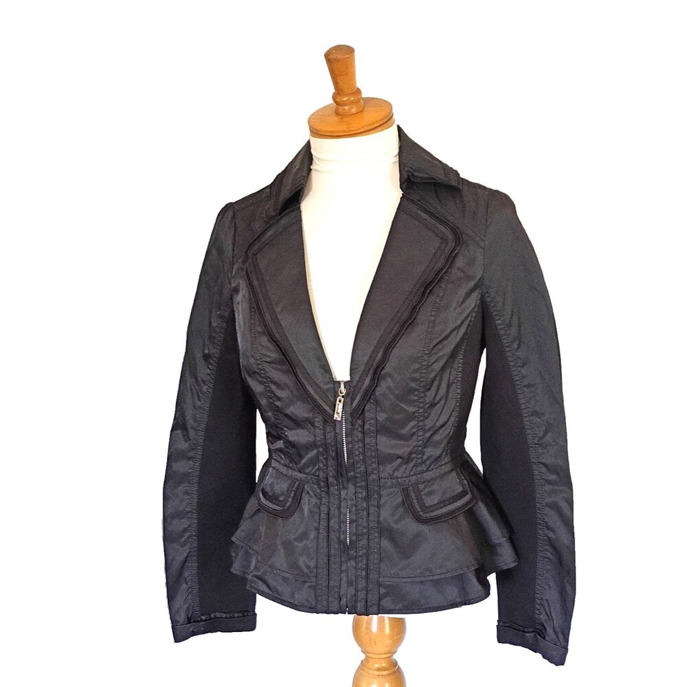 White House Black Market Black Zip Peplum Jacket  Size 4